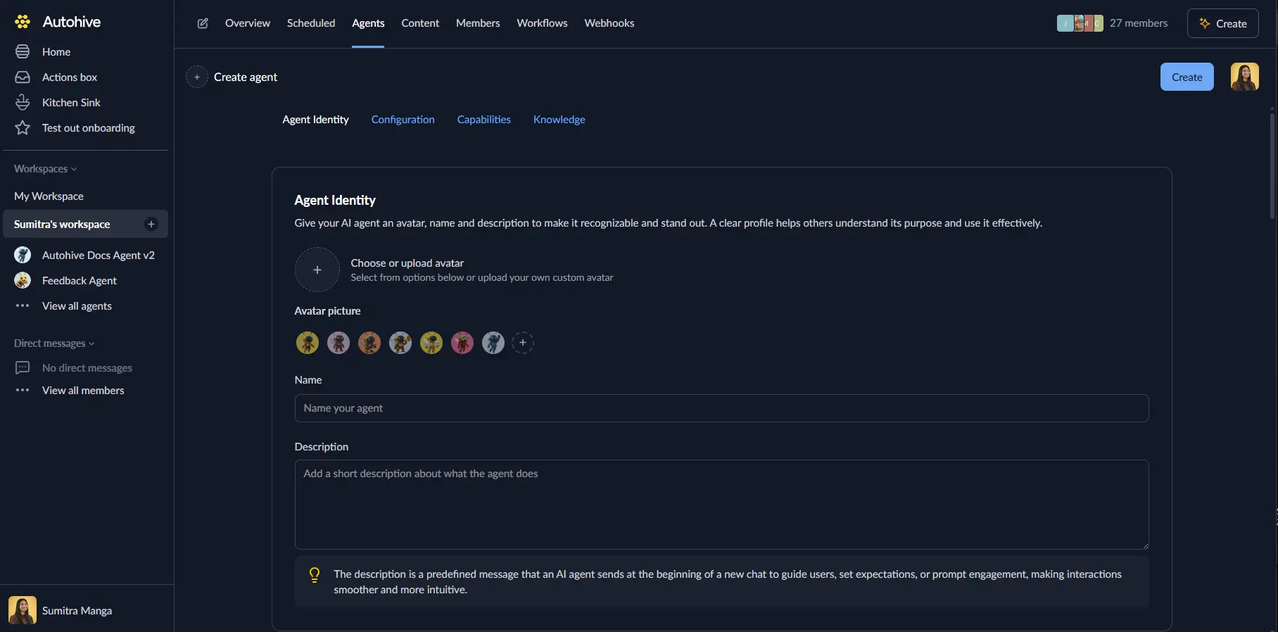 Agent identity settings