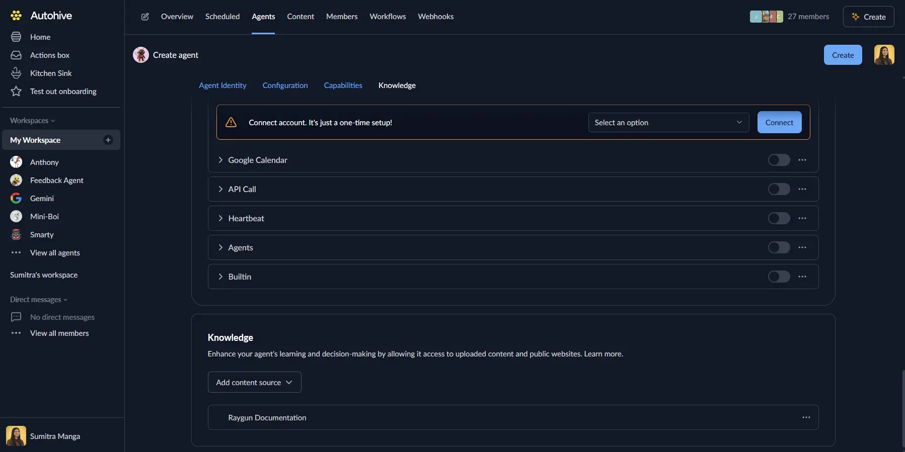 Agent model knowledge settings