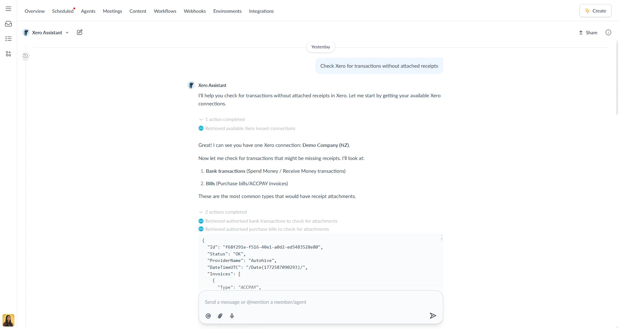Agent creating tool message