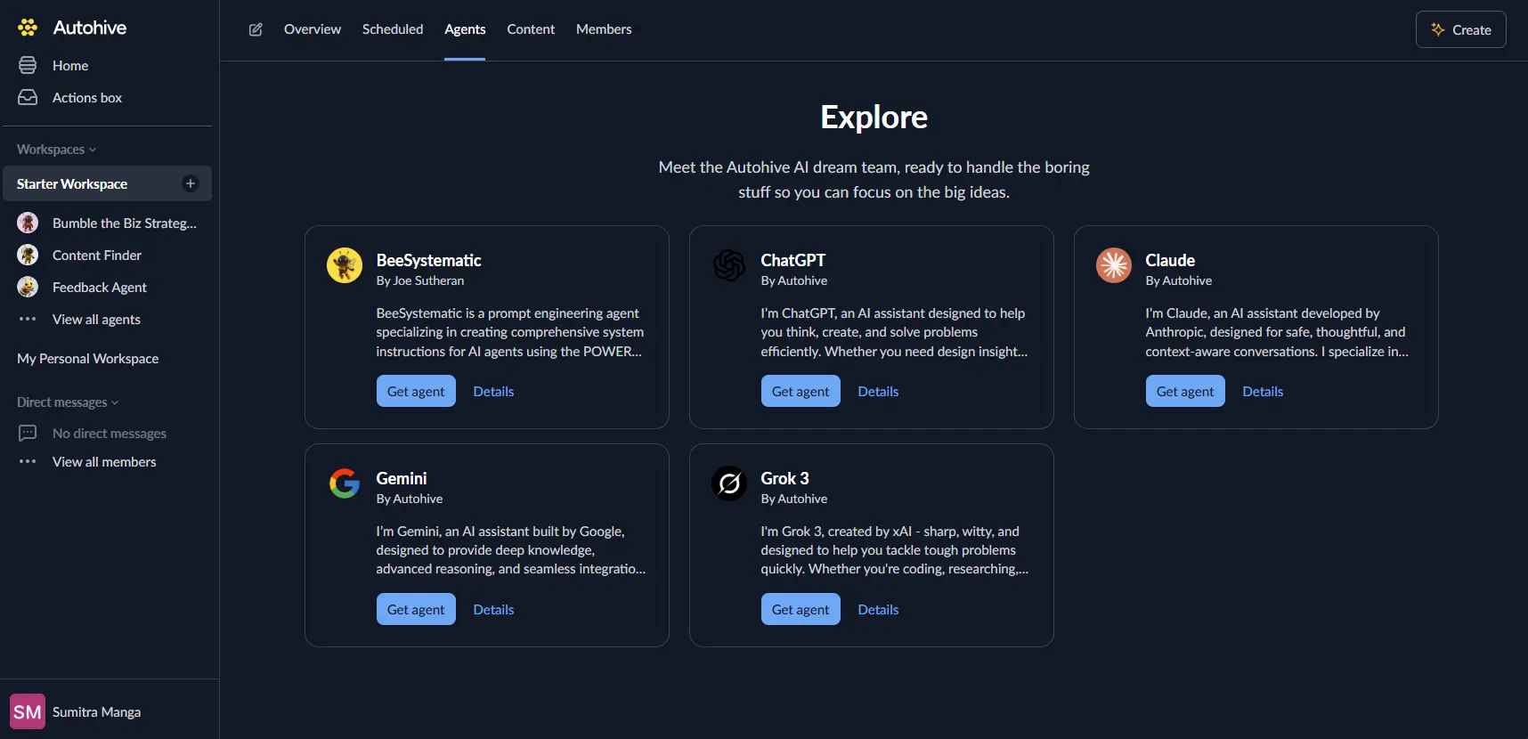 Explore page in Autohive