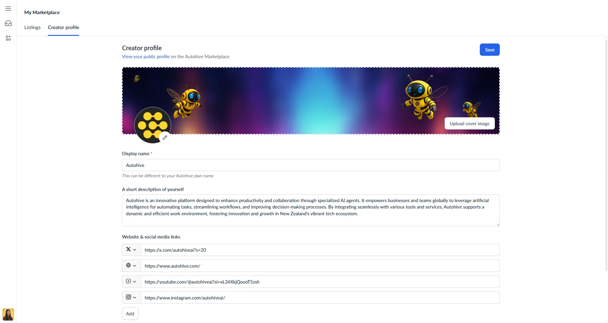 My marketplace creator profile