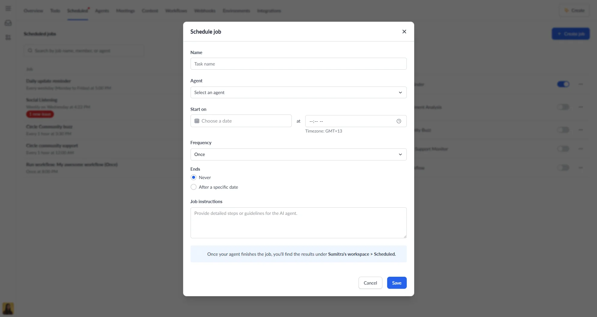 Scheduled job in Autohive