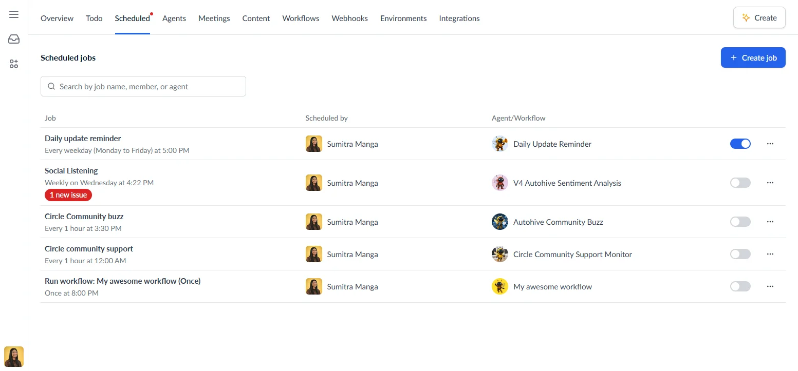 Scheduled job in Autohive
